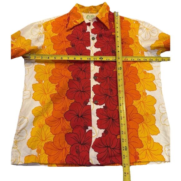 Vtg RARE Ui-Maikai Hawaiian Shirt Medium BARKCLOTH Cotton RN#26300 Floral Stain - Picture 12 of 12